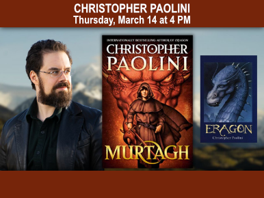 Thursday, March 14 at 4 PM, 20 Years of Dragon-Riding in YA Fantasy with International Bestselling Author Christopher Paolini