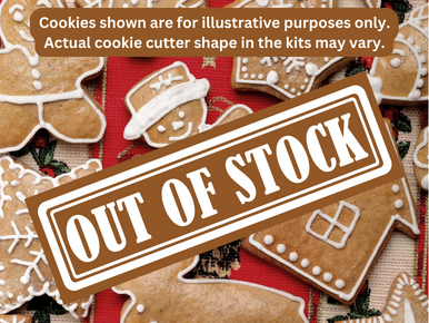 Cookies shown are for illustrative purposes only. Actual cookie cutter shape in the kits may vary. OUT OF STOCK.