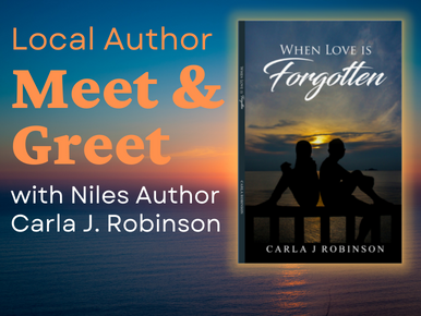 Text reads: Local Author Meet & Greet with Niles Author Carla J. Robinson