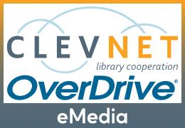 CLEVNET library cooperation and OverDrive eMedia logos